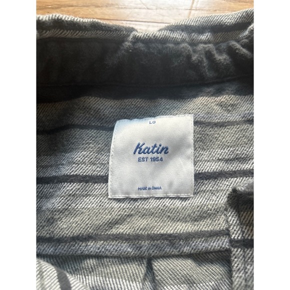 Katin Striped Flannel Shirt Long Sleeve Gray Casual Warm Layering Large - Picture 4 of 6